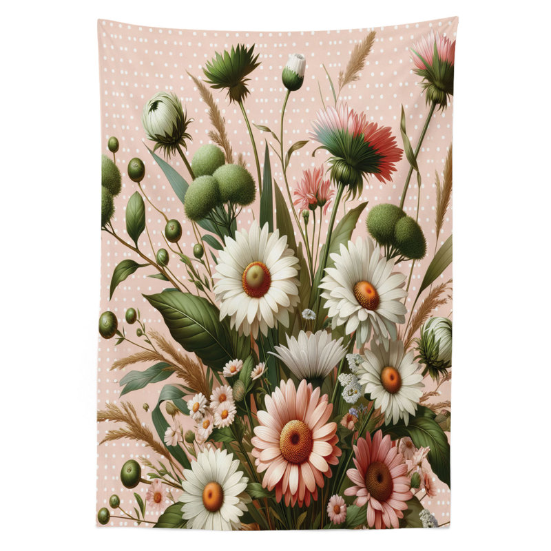 Dymon Rectangle Floral Microfiber Tablecloth, 90" Rectangle