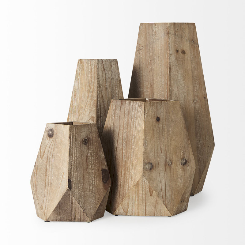 Huberdina Solid Wood Table Vase, 15" H x 5" W x 8" D