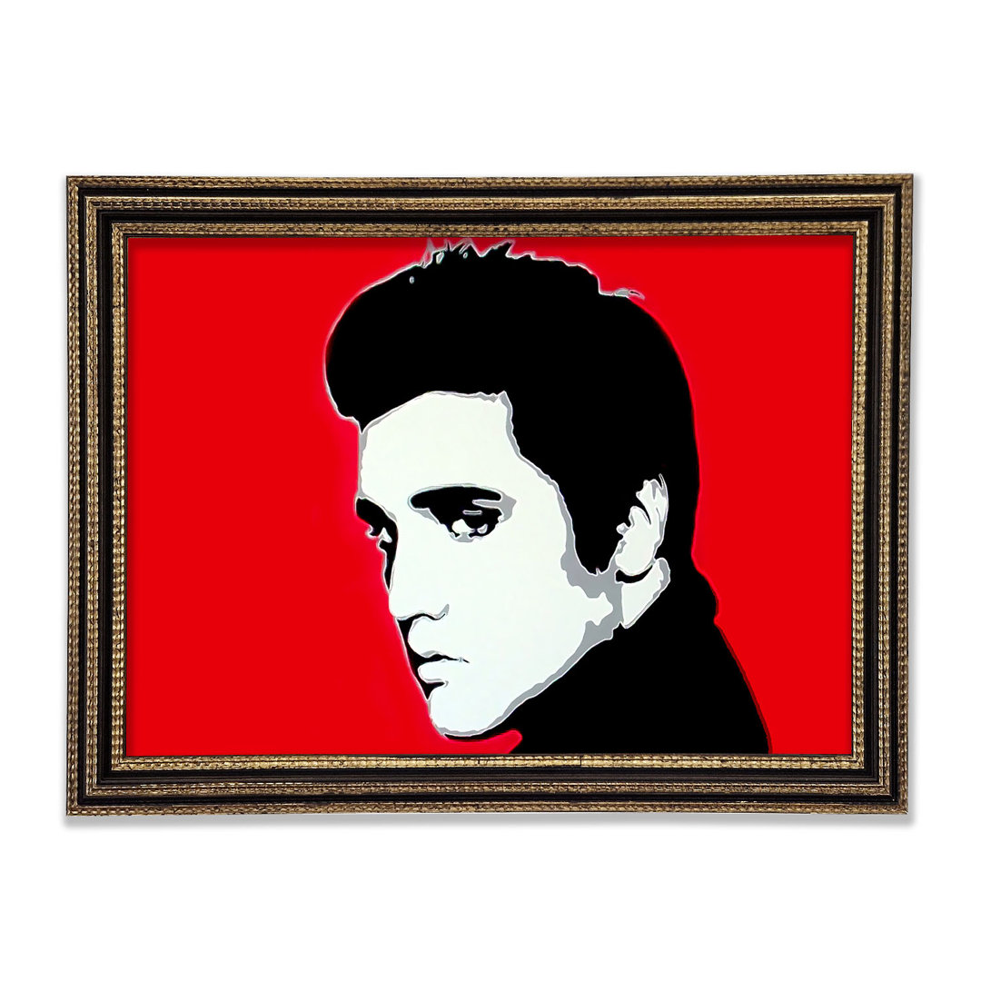 Elvis Portrait Rot Gerahmter Druck