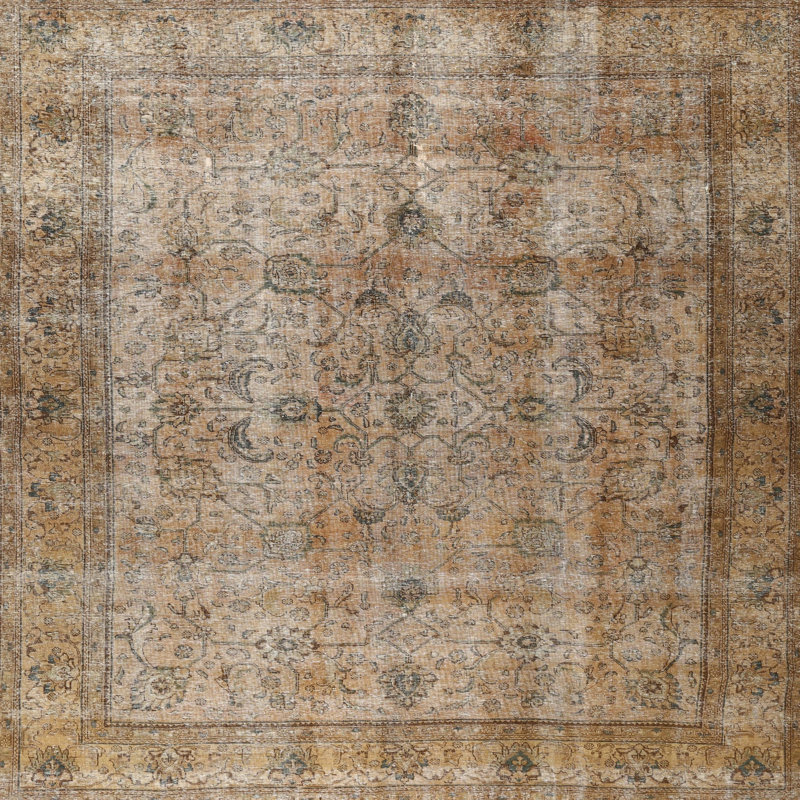 Tapis décoratif en laine beige/gris janig oriental, Carré 7 pi