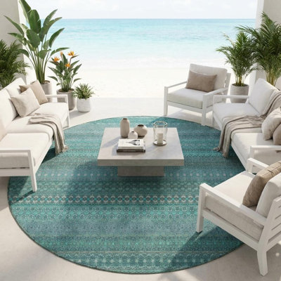 Tapis extérieur rond lavable antidérapant 8 pi