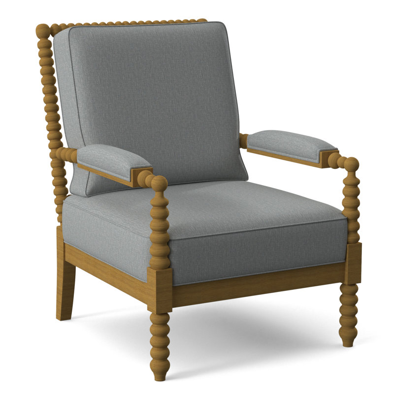 Fauteuil Jamilla Sabrina, Tissu performance bleu clair 0851-55, Finition miel