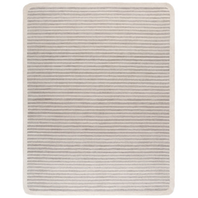 Ebony Hand Tufted Wool/Cotton Striped Rug in Grey/Ivory