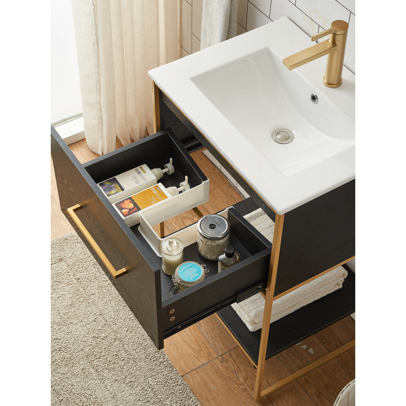 Ensemble de meuble-lavabo simple 24 po noir moderne