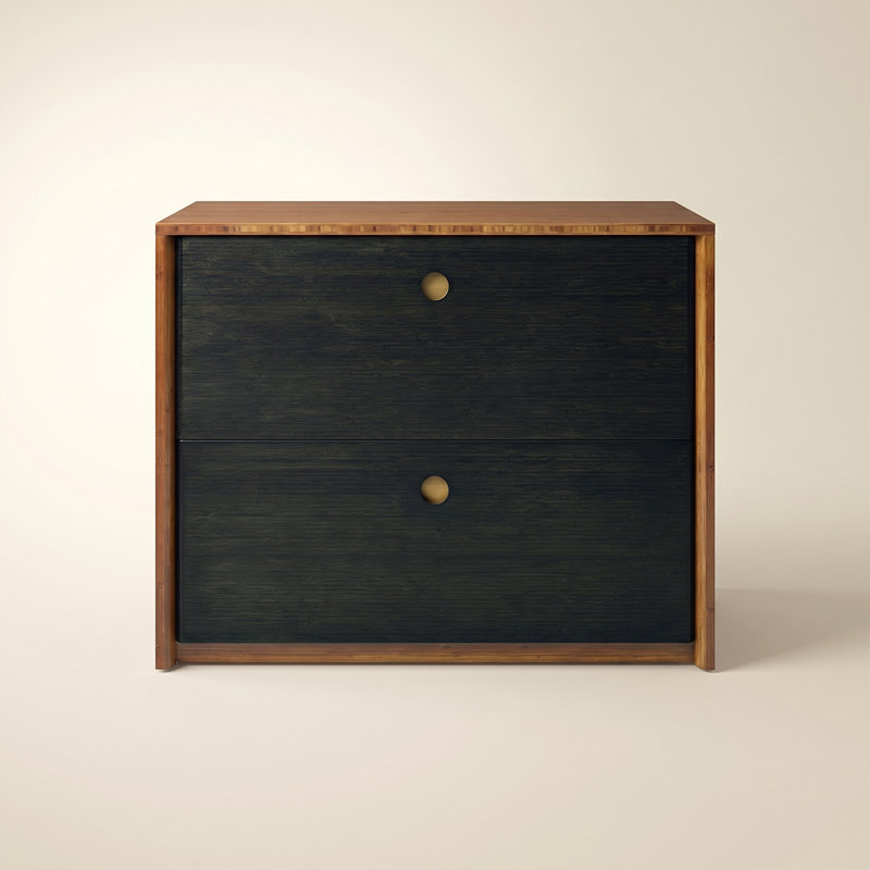 Commode moderne en bois massif Quinn, Brun / Noir