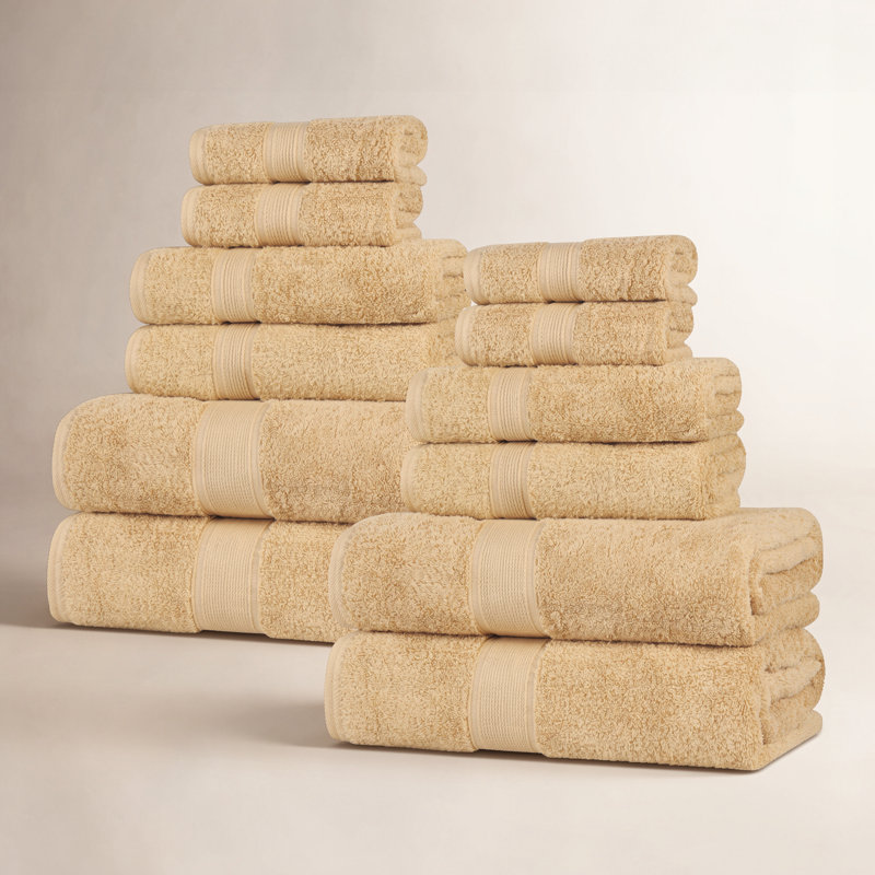 Ensemble de serviettes en coton biologique Lyndon, Ensemble de 12 pièces, Doré