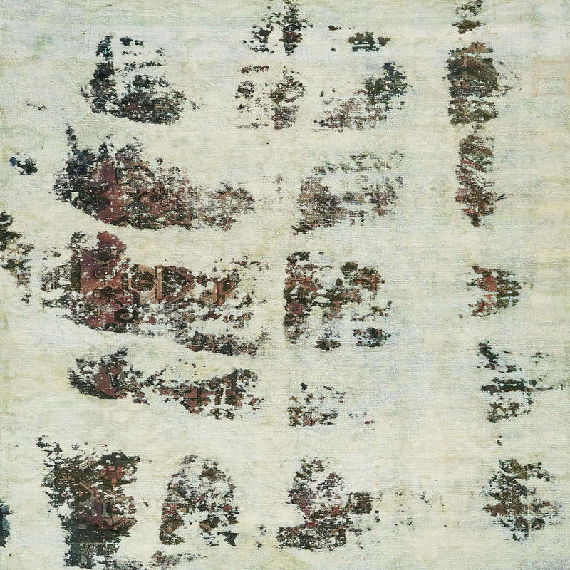 Tapis décoratif multicolore à motif abstrait, Carré 6 pi