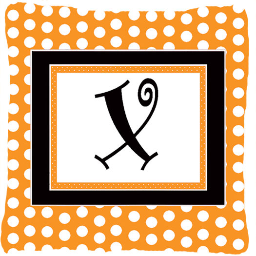 Monogramme Initial Orange Polkadots intérieur/extérieur Throw Pillow, X