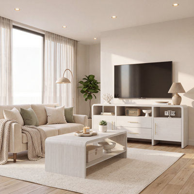  2 Piece Living Room Table Set with 70" TV Stand and 48" Coffee Table