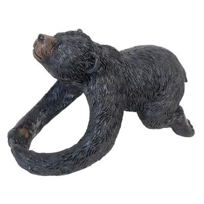 Polyresin Black Bear Napkin Ring Set