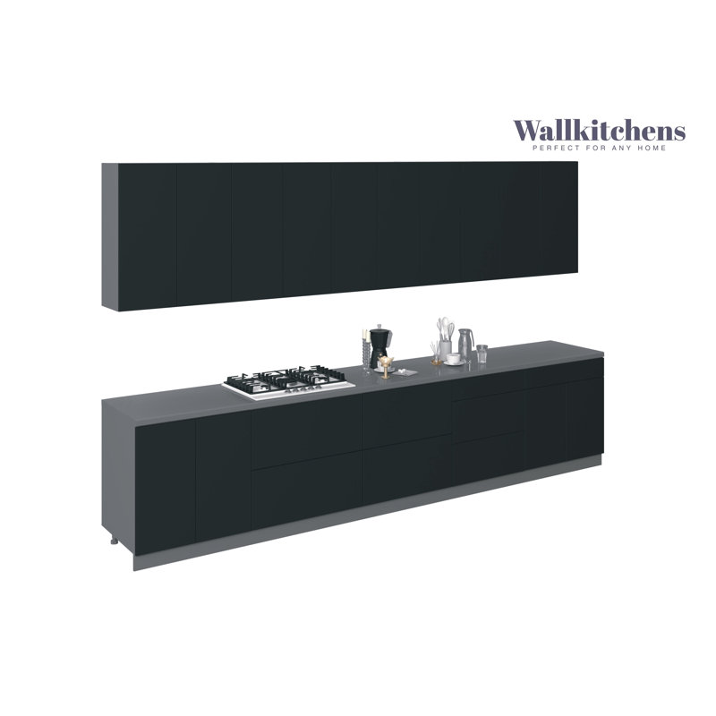 Cuisine complète moderne en panneau de fibres à densité moyenne (panneau de fibres à densité moyenne) l 153 x P 24 x H 96 WALLKITCHENS 