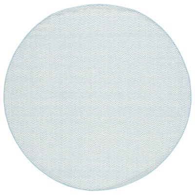 Vermont Hand Woven Cotton/Wool Geometric Rug in Teal/Ivory