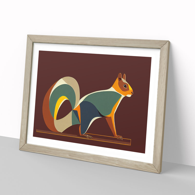 Squirrel in Abstract - Framed Print, Oak