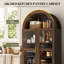 Armoire arquée de 71 po de hauteur, garde-manger avec portes en acrylique, deux tiroirs