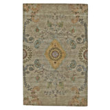 Wool Damask Area Rug in Green