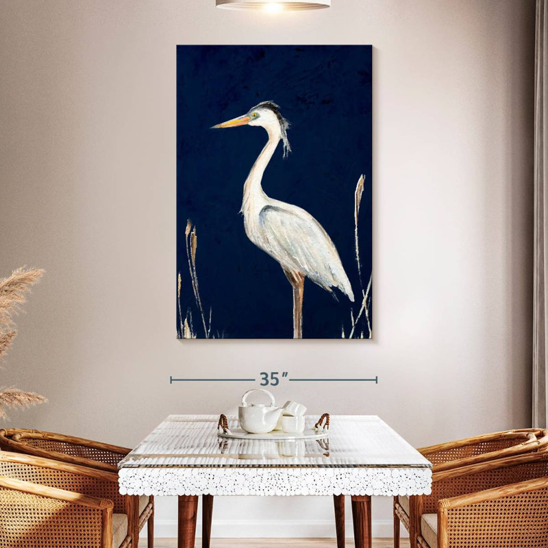 Brampt Heron On Navy I, 51" H x 34" W