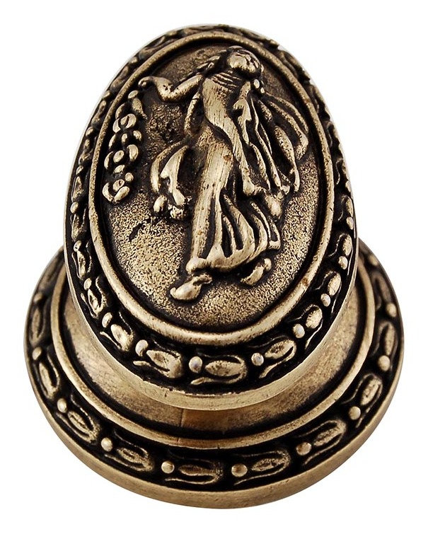 Sforza Oval Knob, Antique Brass