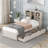 Modern Twin Size Bed Frame With Built-In USB Port On Bookcase Headboard And 2 Drawers-106845170