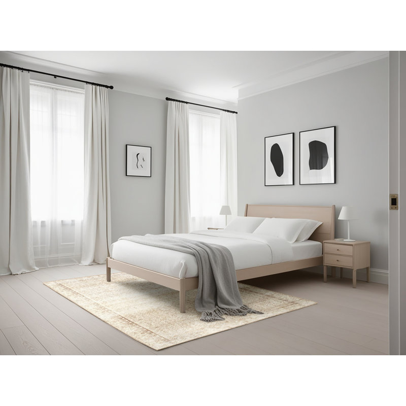 Tapis de zone beige/crème contemporaine, Rectangle 5 pi x 7 pi