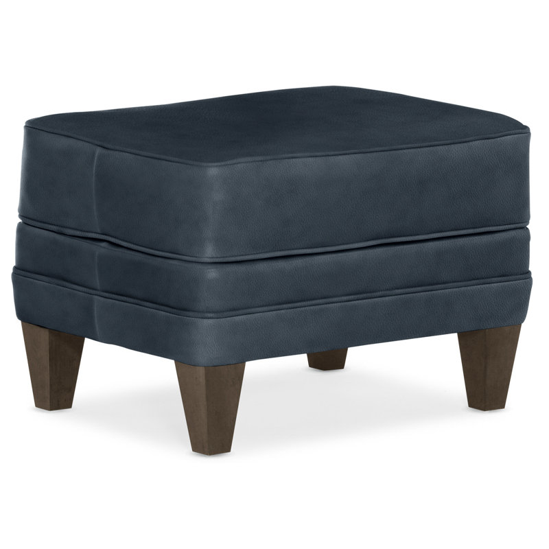 Willow Ottoman, Cobblestone, Anilina Cacao Genuine Leather