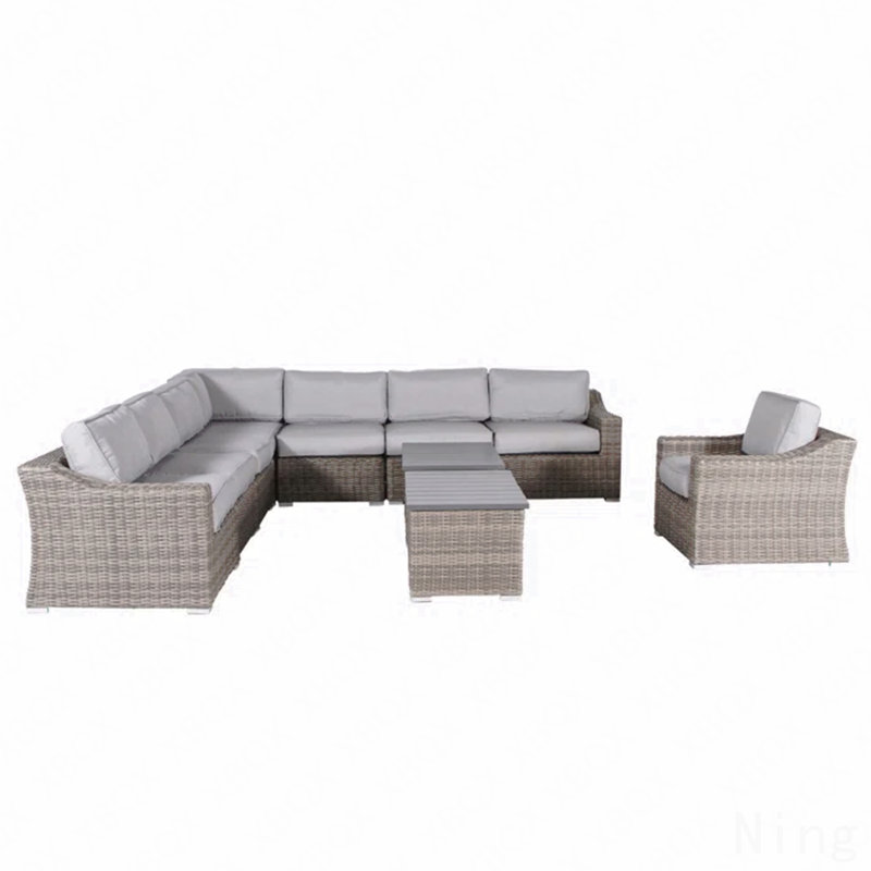 Fully Assembled Outdoor Wicker Seating Group For 7 With Cushions