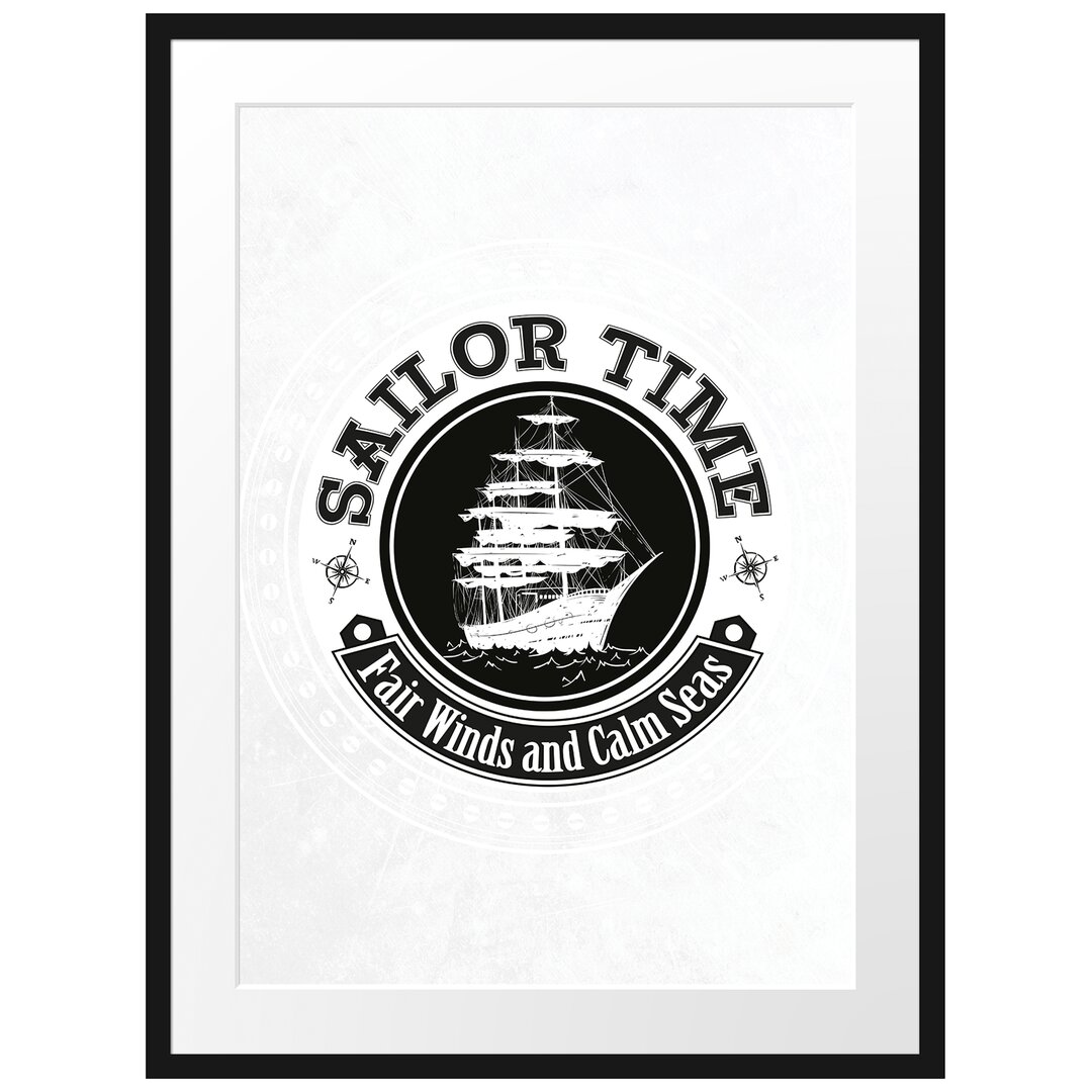 Gerahmtes Poster Sailor Time Black Leinwand