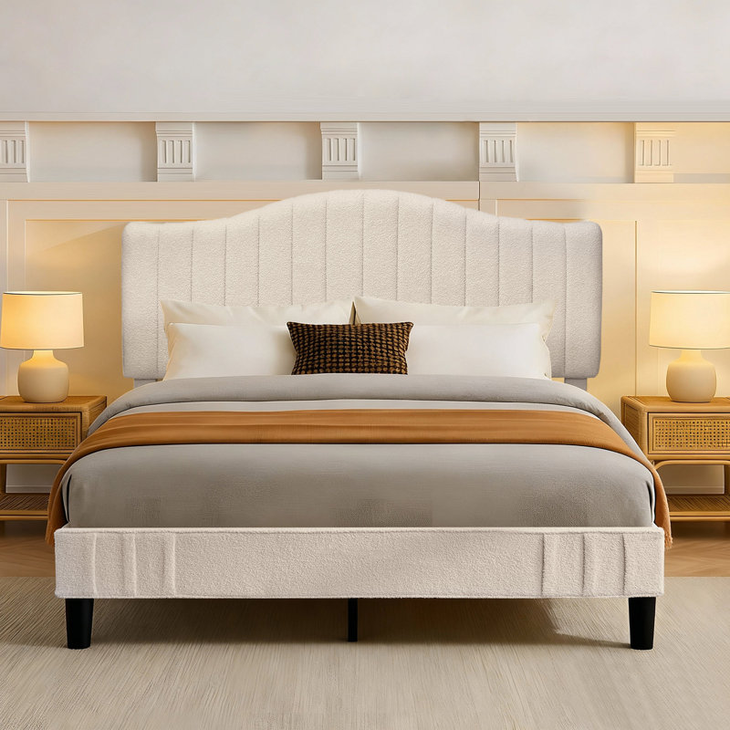 3 Piece Bedroom Furniture Set – Upholstered Full Size Platform Bed Frame With Adjustable Headboard & 2 Fabric Drawer Nightstands, Modern Bed With Nightstand Set, No Box Spring Needed