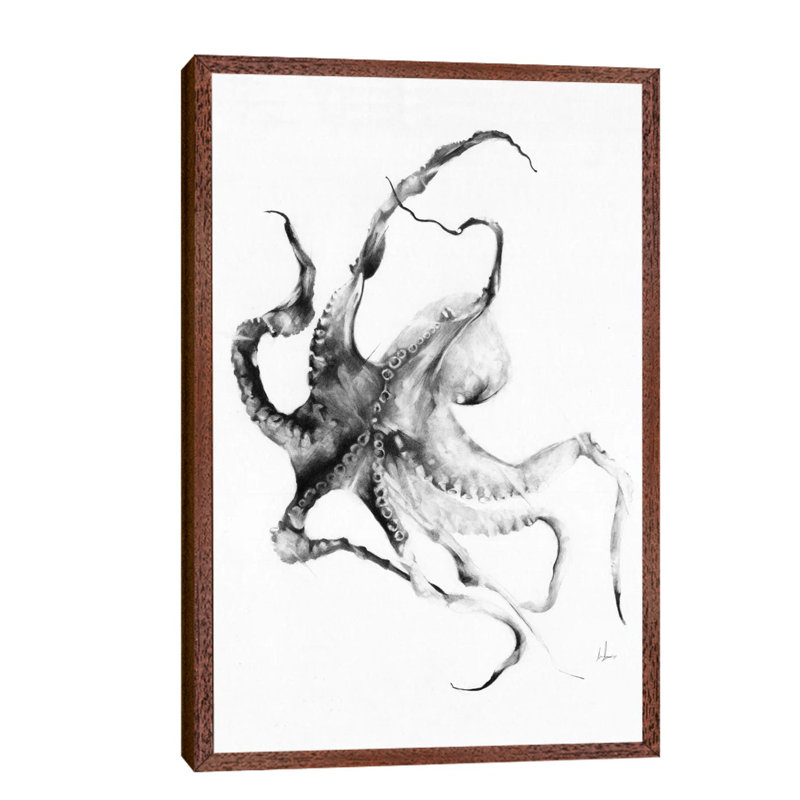 Octopus 1 Piece Wall Art on Canvas, 66.04 cm H x 45.72 cm W, Brown Floater Framed