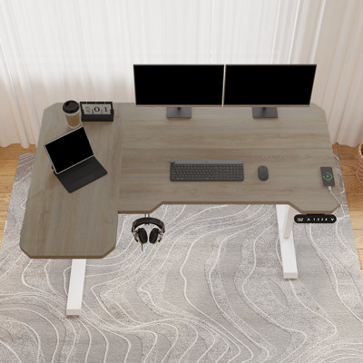 Daycia Adjustable Height L-Shaped Steel Standing Desk