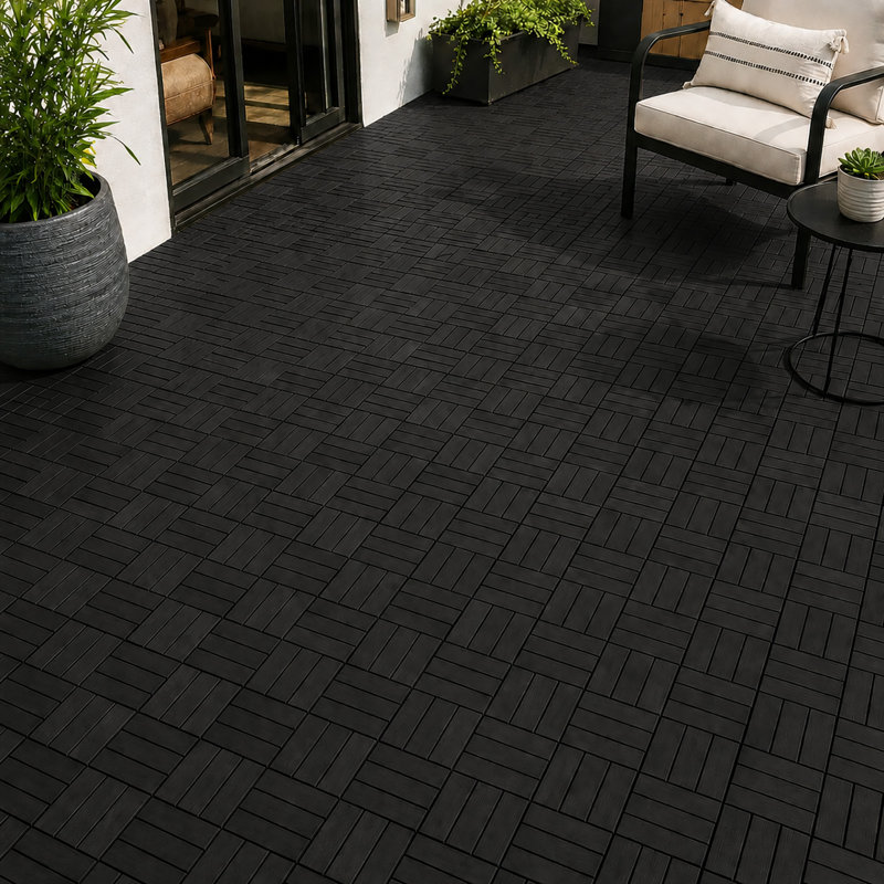 Carreau de terrasse en bois 12 po x 12 po, Noir