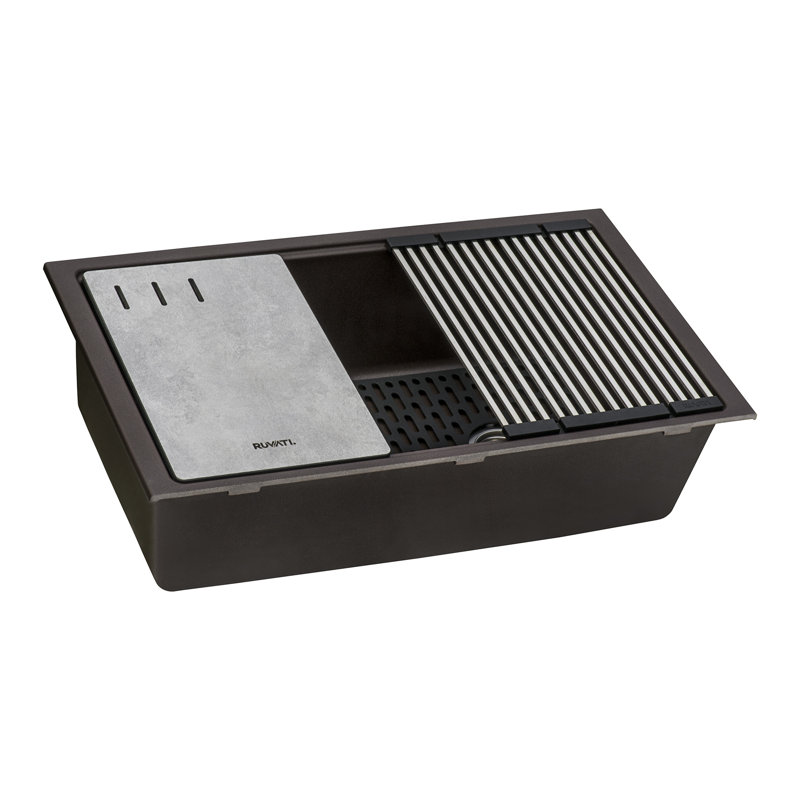 Ruvati 33" L x 19" W Undermount Kitchen Sink with Accessories, Espresso