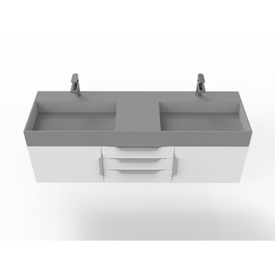 Ensemble de meuble-lavabo double mural 60 po Russett