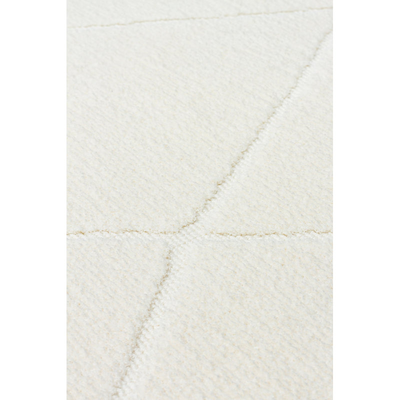 Tapis blanc en micropolyester tissé à la machine Cutchogue, Tapis de couloir 2 pi 7 po x 9 pi 10 po
