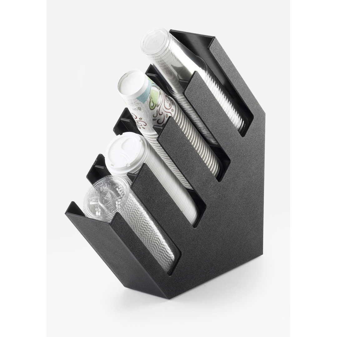 Black 4-Section Slanted Countertop Cup and Lid Organizer Cal-Mil