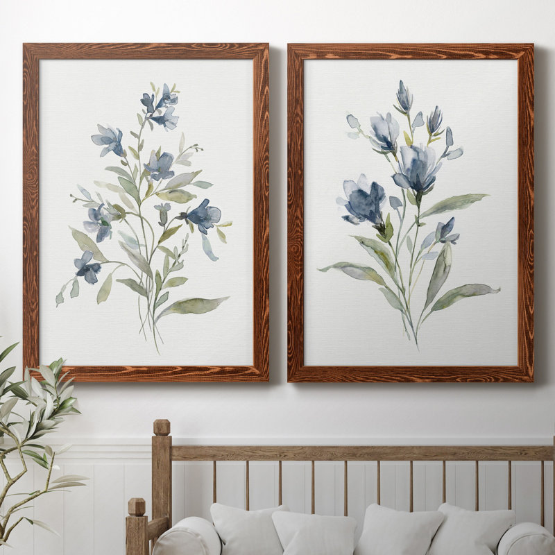 Linen Botanical III - ensemble de 2 reproductions d'art, Toile encadrée, H 44 po x l 31 po, Noyer