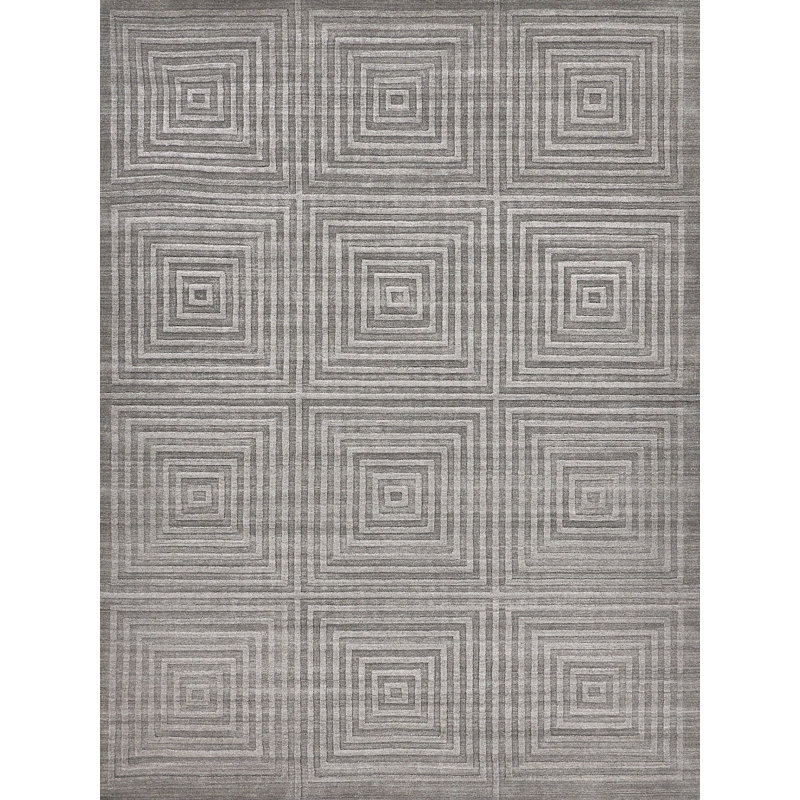 Castelli Geometric Area Rug in Charcoal, Rectangle 12' x 15', Gray