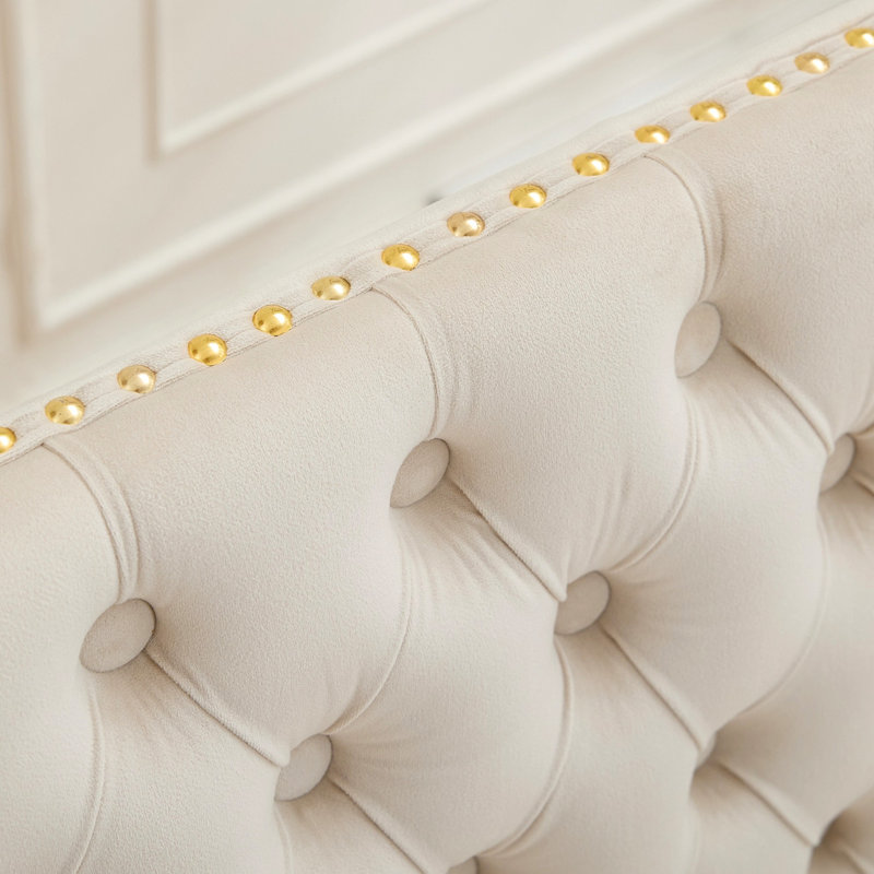 Banc en velours pour causeuse double, sièges de cuisine et de salle à manger, banc capitonné à 2 places avec boutons faits à la main, dossier à oreilles, pieds en acier, style Mid-Century moderne