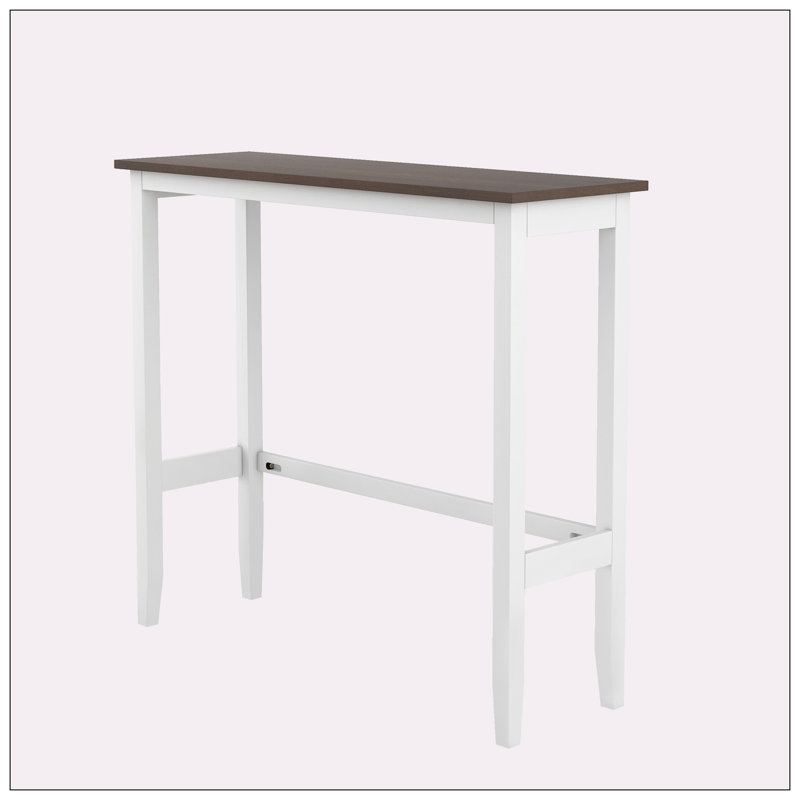 Ensemble de salle à manger à hauteur de bar rectangulaire L 48 po x l 15,7 po Djuna, Brun / blanc