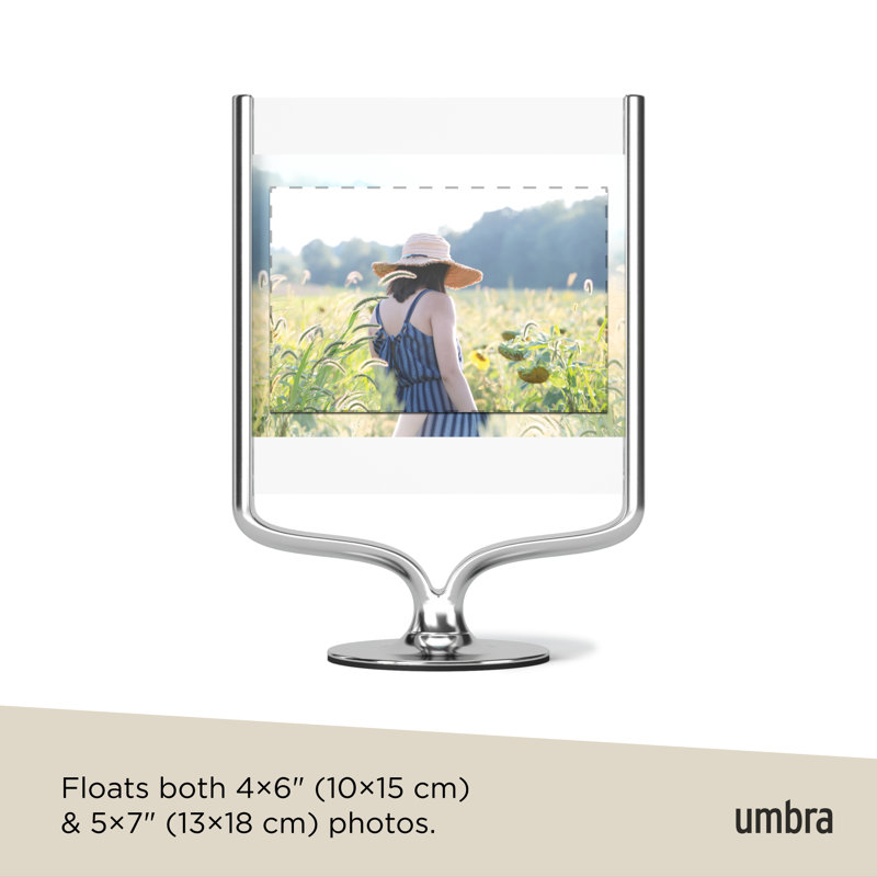 Wishbone Chrome Double-Sided Floating Tabletop Picture Frame