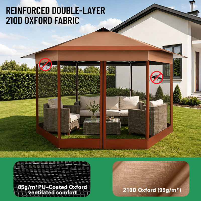 Tente pour abri de jardin 16x16FT avec moustiquaire, Brown