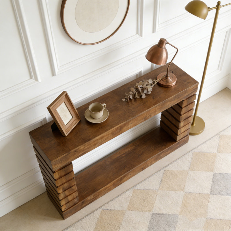 Wood Rectangular Sofa Table for Living Room, Brown