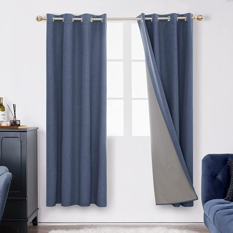 Alhamdi Blackout Curtain Pair, Dark Blue, 117cm Width x 229cm Drop