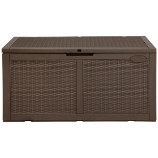 Edrosie Inc 121 Gallons Water Resistant Resin Lockable Deck Box Color: Beige FWDB0006354SH