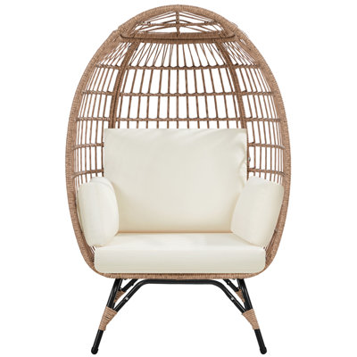 Cynthie HDPE Rattan Indoor& Outdoor Egg-shaped Lounge Chair with 4 Cushions