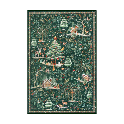  Christmas Washable Rug,Modern Cozy Non Slip Christmas Cheerful Prints Rugs for Living room and Bedroom