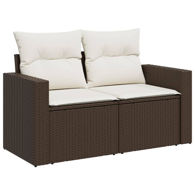  Garden Sofa Brown Poly Rattan 2-Seater Adjustable Feet