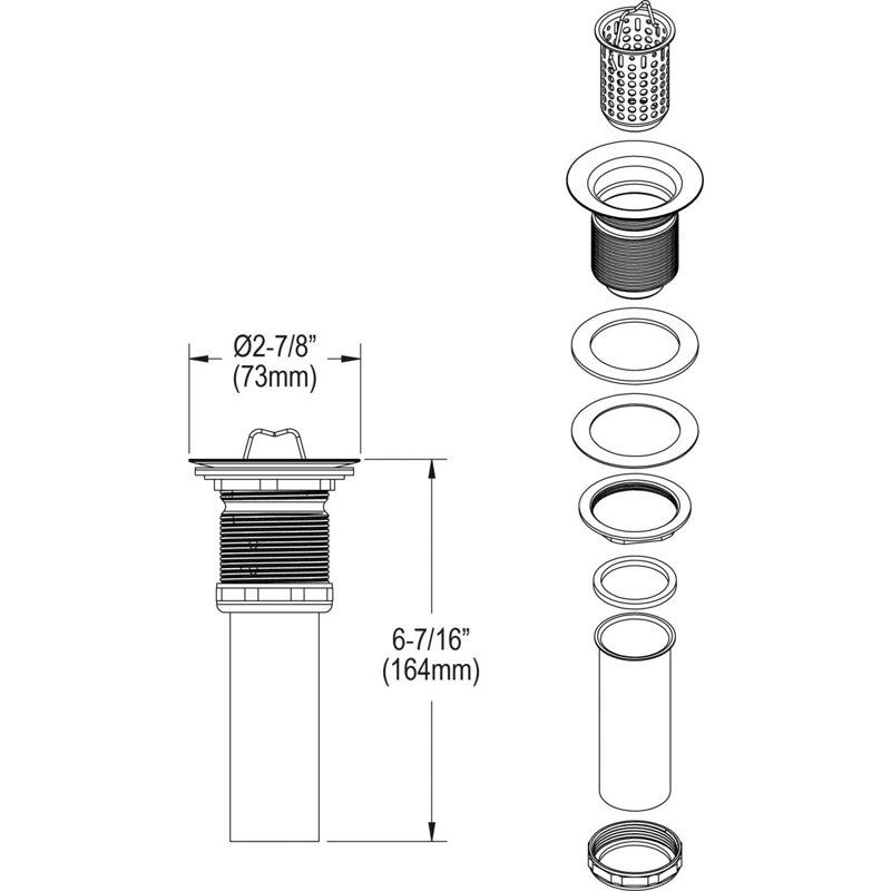 Basket 2" Grid Kitchen Sink Drain