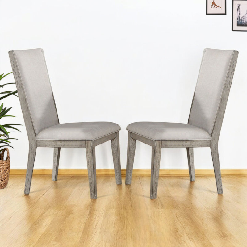 Earthen Fabric & Gray Oak Side Chair (set of 2)