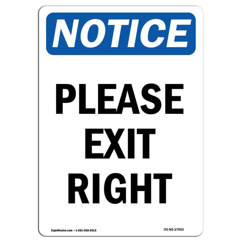 Please Exit Right Sign