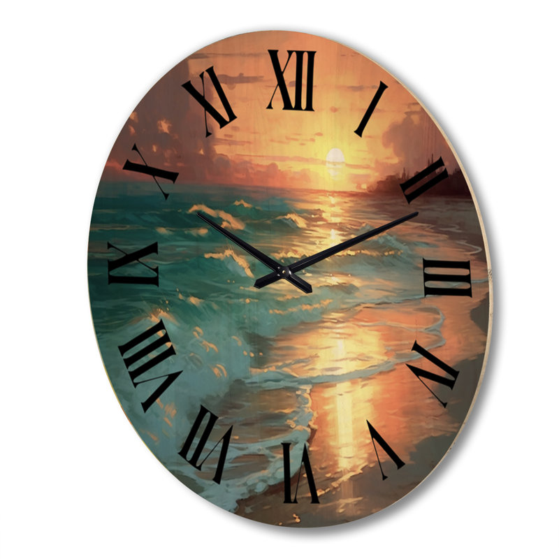 Horloge murale sable et bleu Caraïbes, Très grand